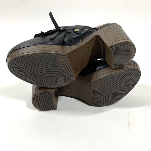 Dansko Deni Black Leather Fringe Heel Clog Mules Sz EU 37 US 6.5-7 - Picture 8 of 10